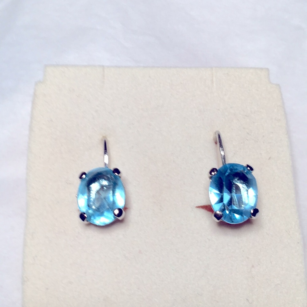 Dainty Blue topaz earrings EUC. Original box